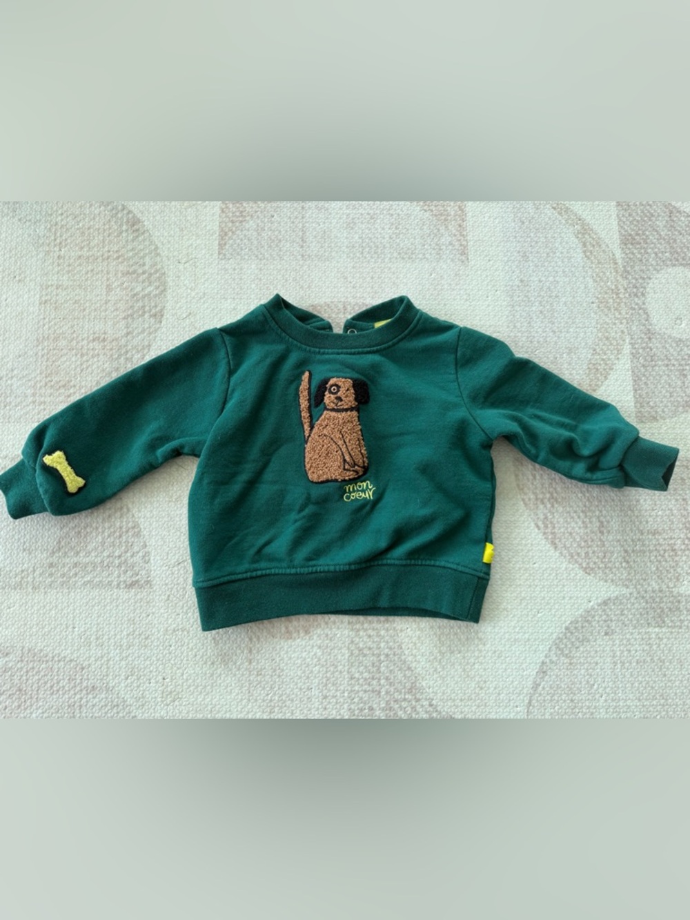 Mon coeur Kids Green dog Crewneck Sweatshirt